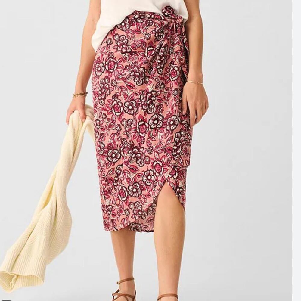 NWT Faherty Pacifica linen blend wrap skirt in Rose Desert Bloom